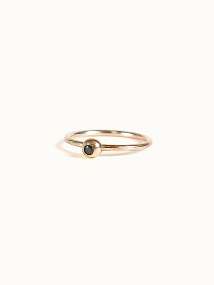 Black diamond pebble ring