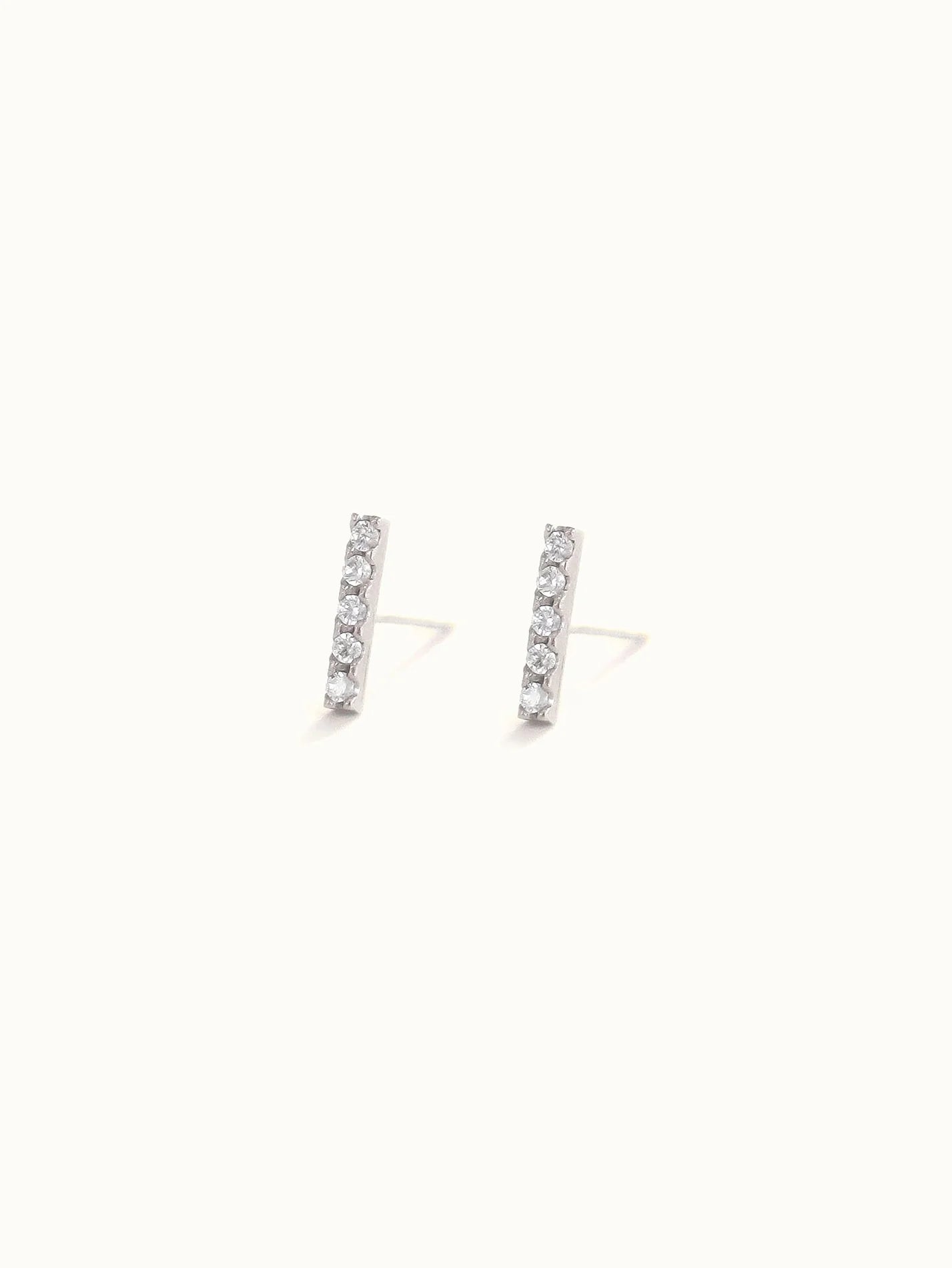 Pavé White Diamond Bar Studs