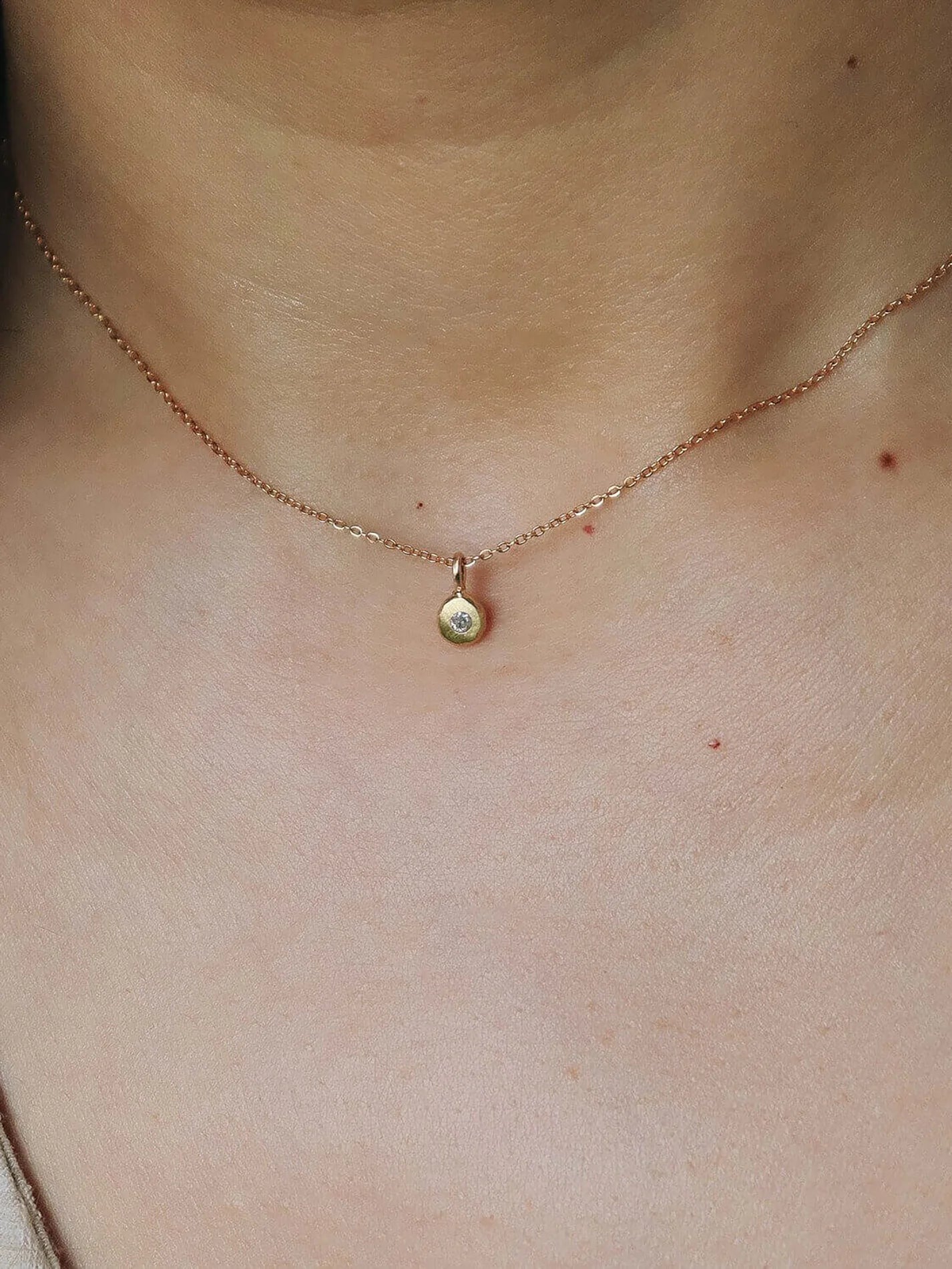 Tiny Diamond Necklace. Black or White diamond