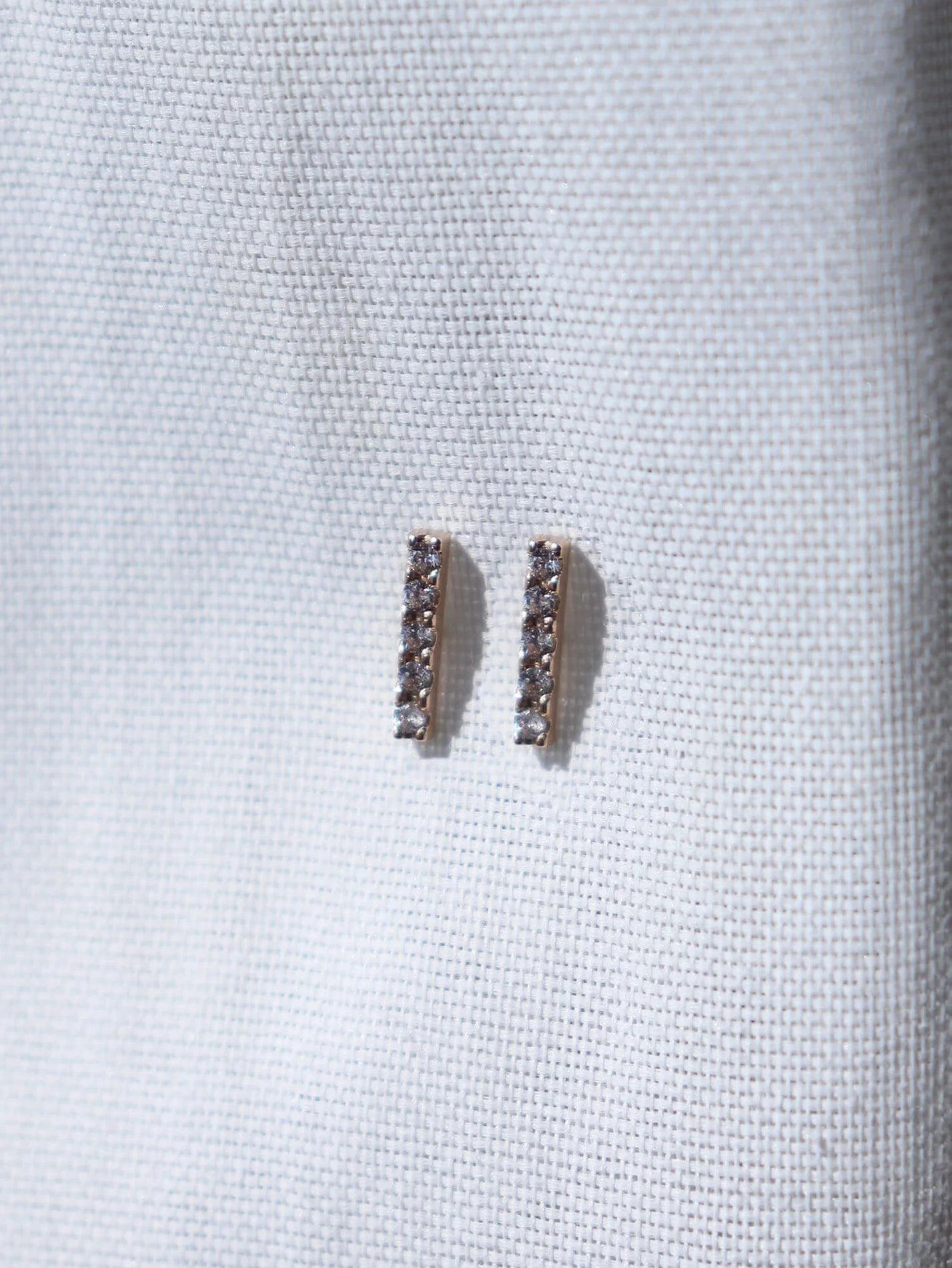 Pavé White Diamond Bar Studs