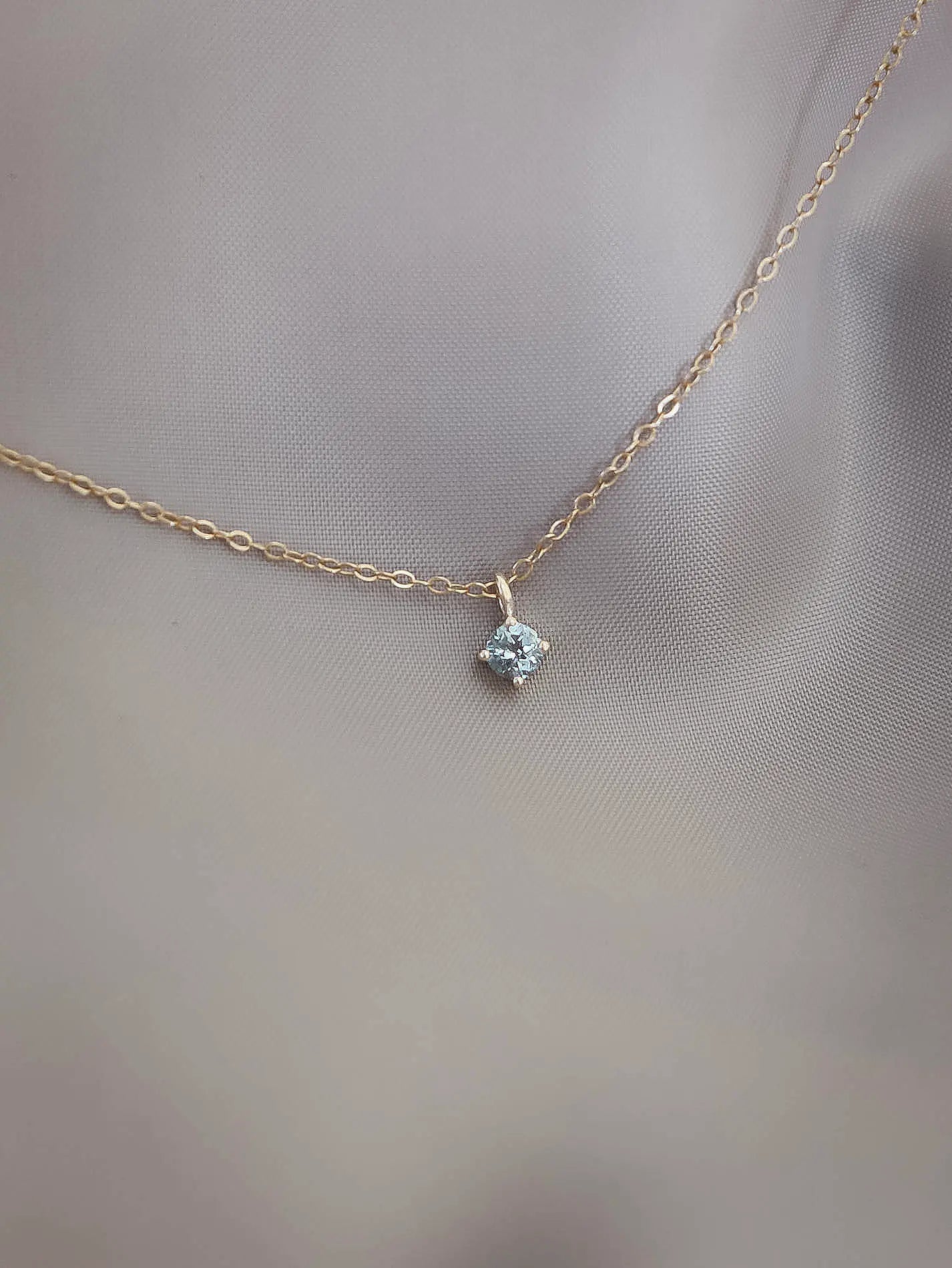 March Birthstone Necklace: Aquamarine