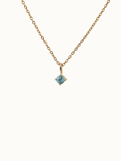 December Birthstone Necklace: Blue Zircon