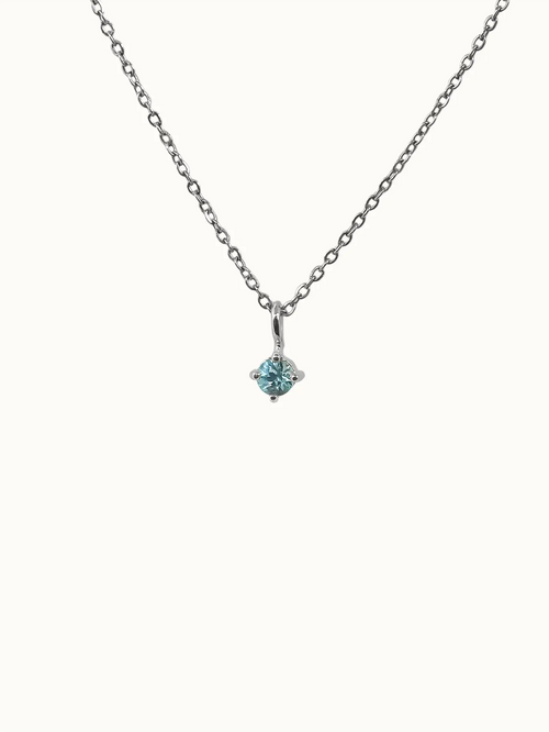 December Birthstone Necklace: Blue Zircon