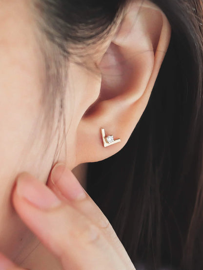 Chevron Studs With Diamonds