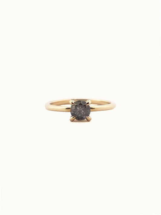 Ravenna. Natural salt and pepper diamond solitaire ring