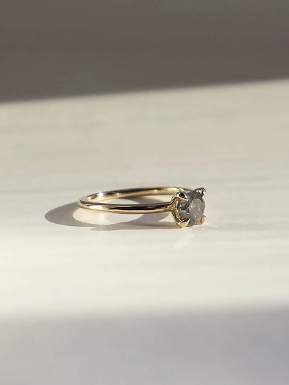 Ravenna. Natural salt and pepper diamond solitaire ring