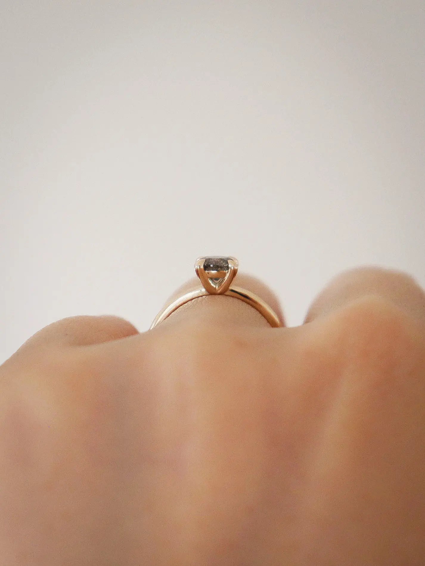 Ravenna. Natural salt and pepper diamond solitaire ring