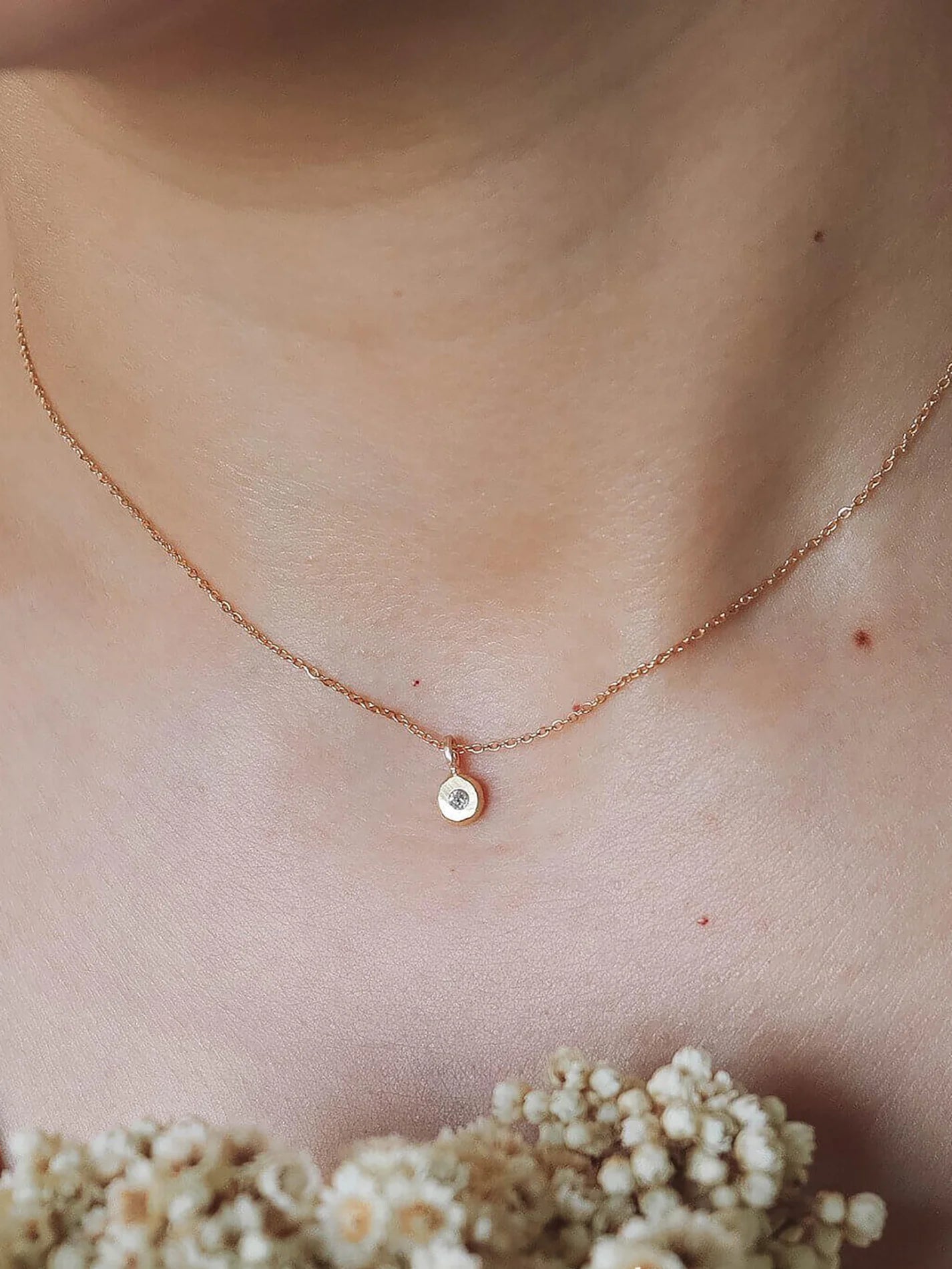 Tiny Diamond Necklace. Black or White diamond