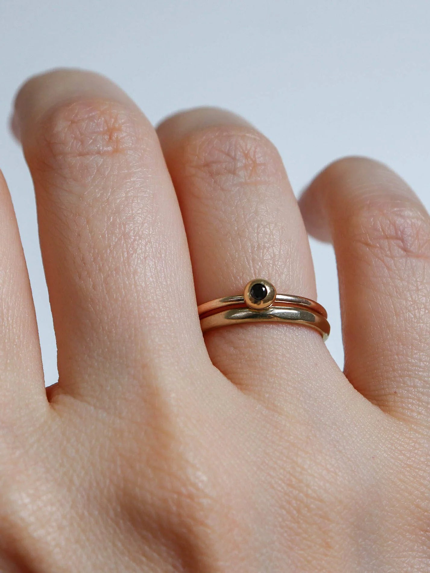 Black diamond pebble ring