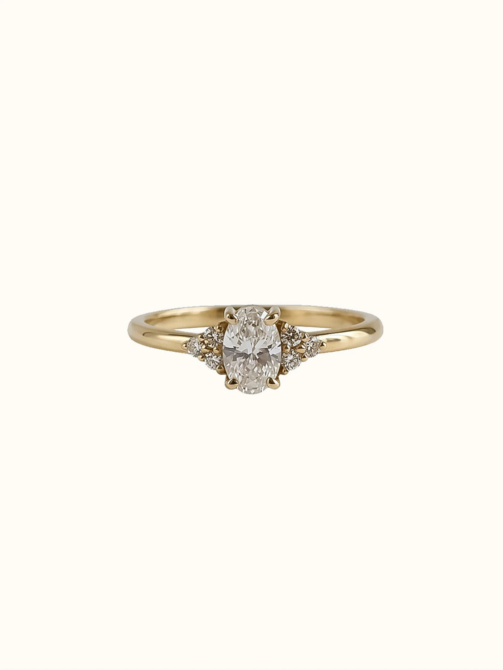 Camille. Oval diamond ring with diamond accents