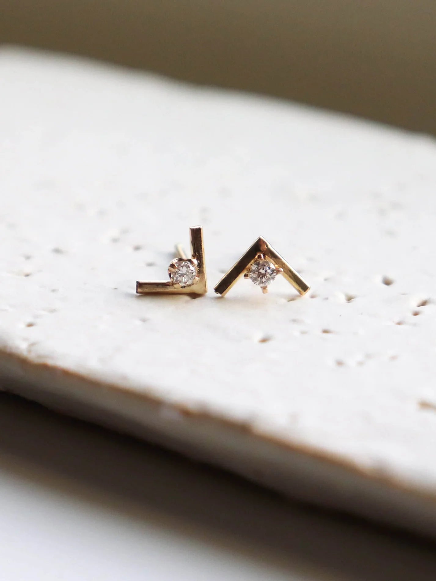 Chevron Studs With Diamonds