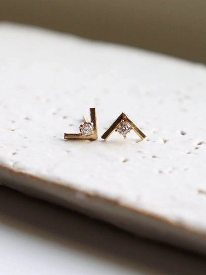 Chevron Studs With Diamonds