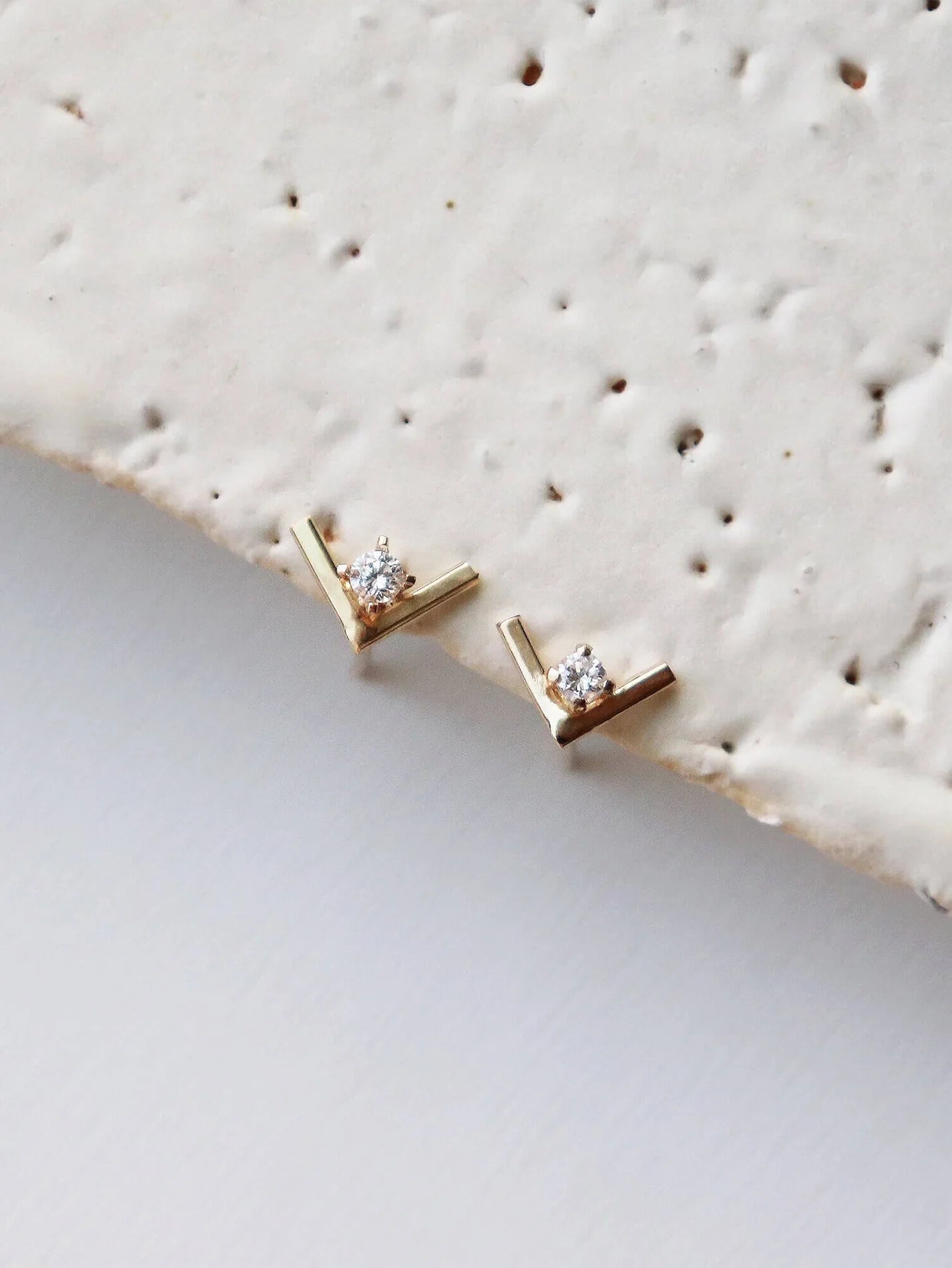 Chevron Studs With Diamonds