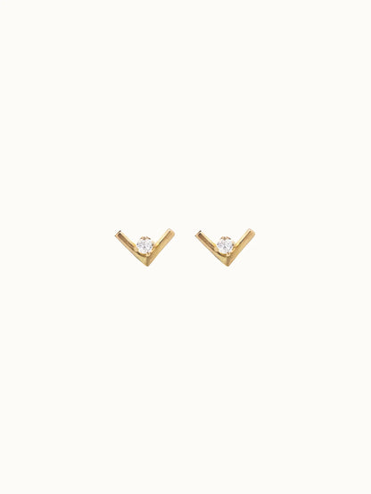 Chevron Studs With Diamonds