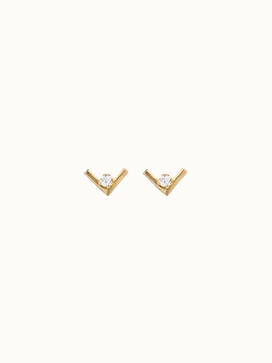 Chevron Studs With Diamonds