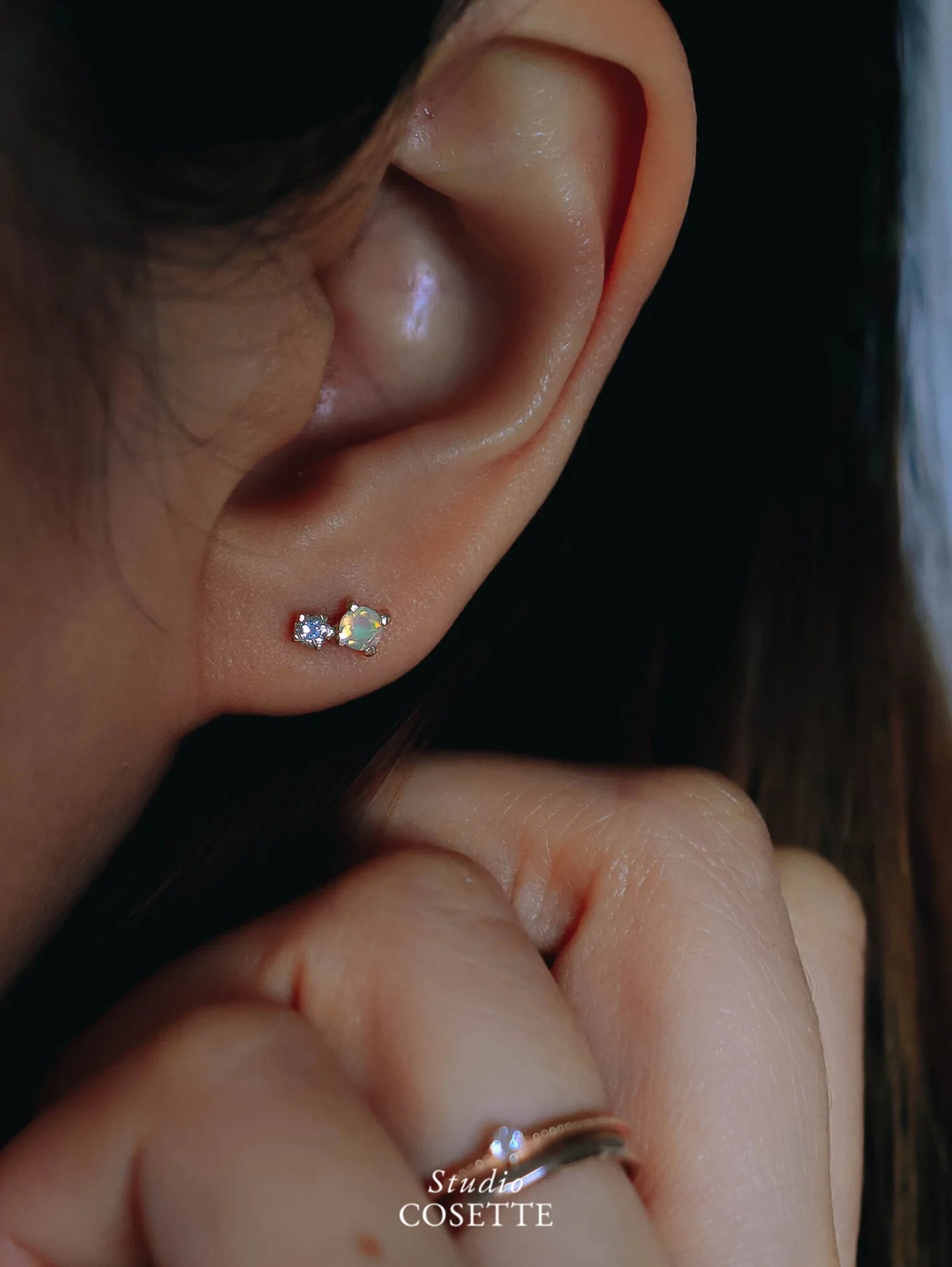 Diamond Opal Earrings