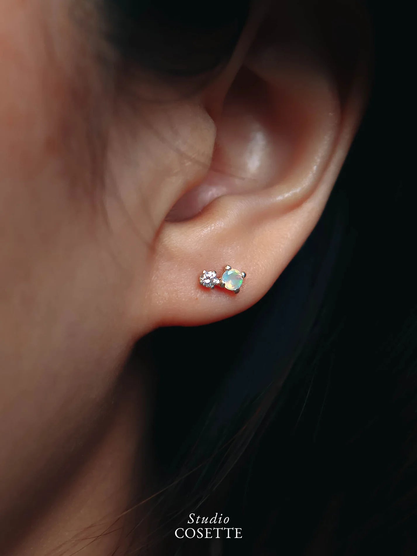 Diamond Opal Earrings