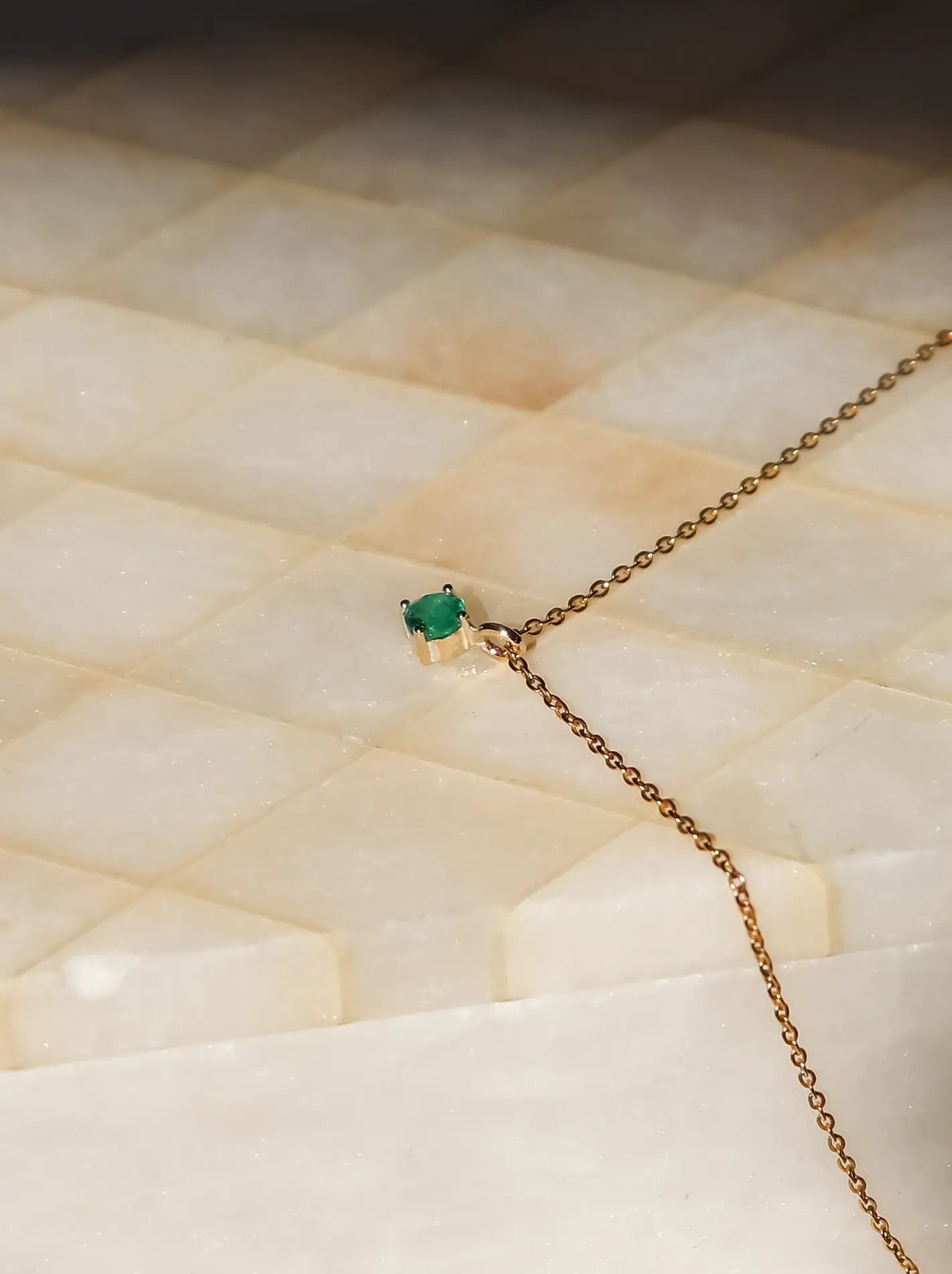 May Birthstone Necklace: Emerald