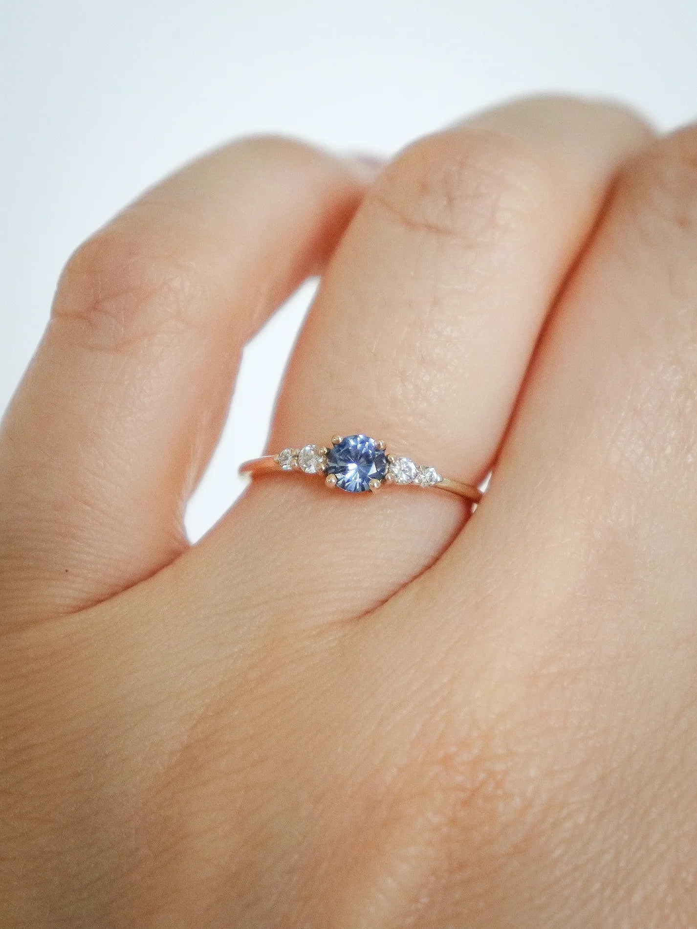 Frost sonnet. Light blue sapphire & diamonds