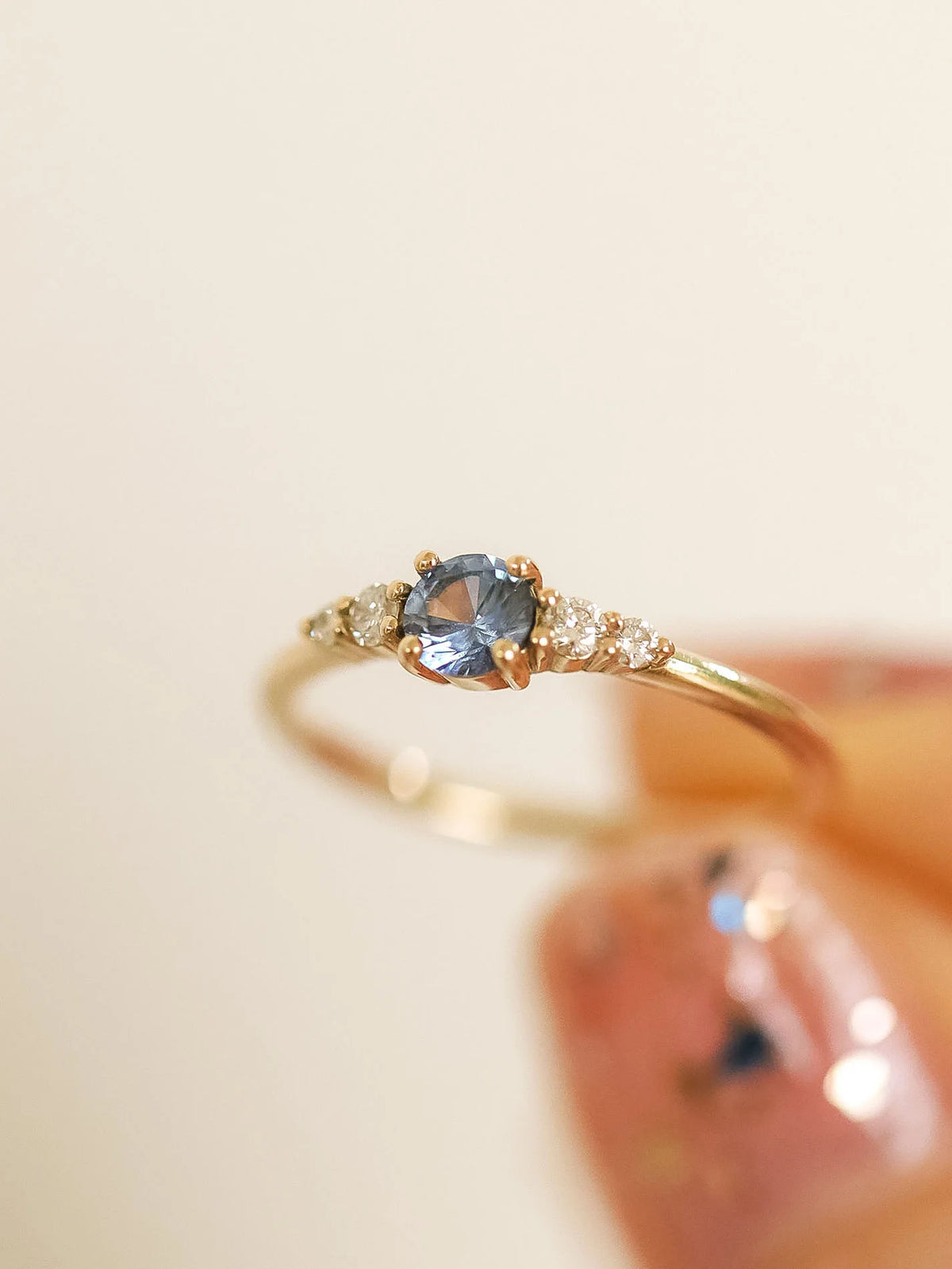 Frost sonnet. Light blue sapphire & diamonds