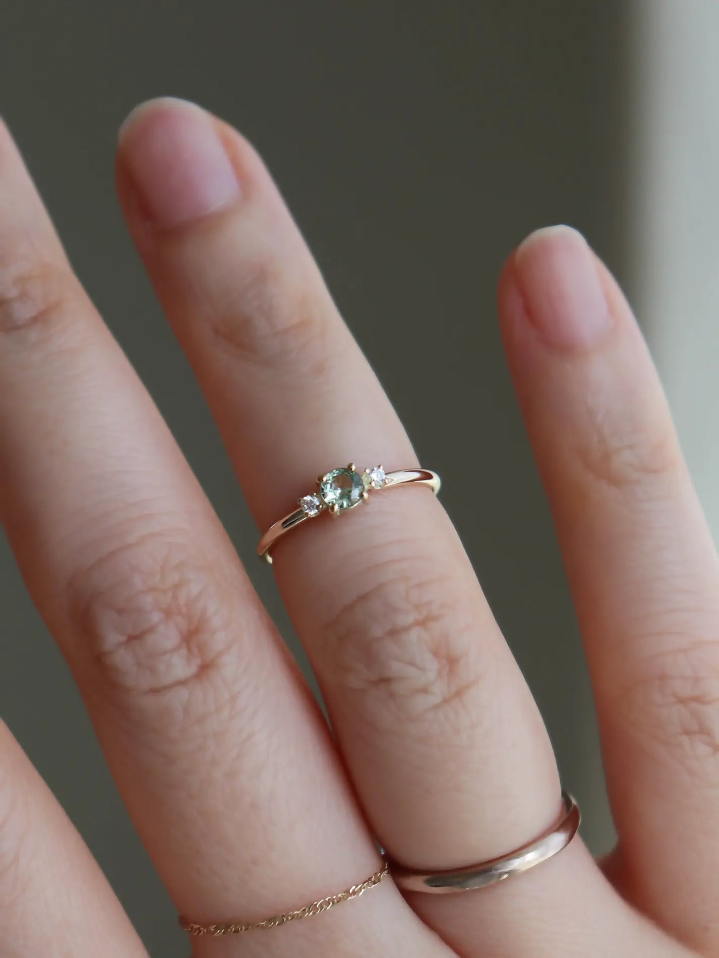 light green sapphire ring