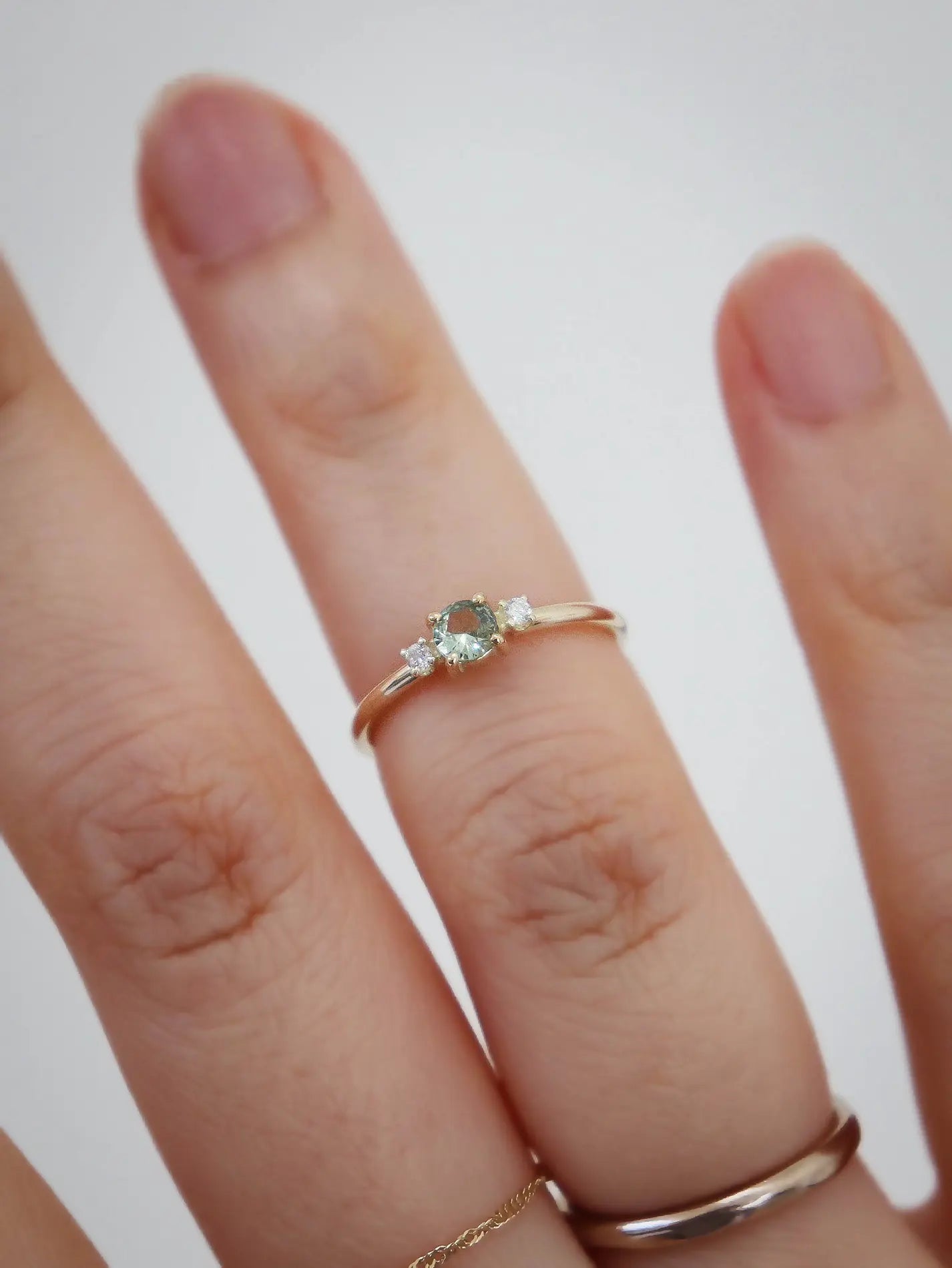 Light Green Sapphire Diamond Ring