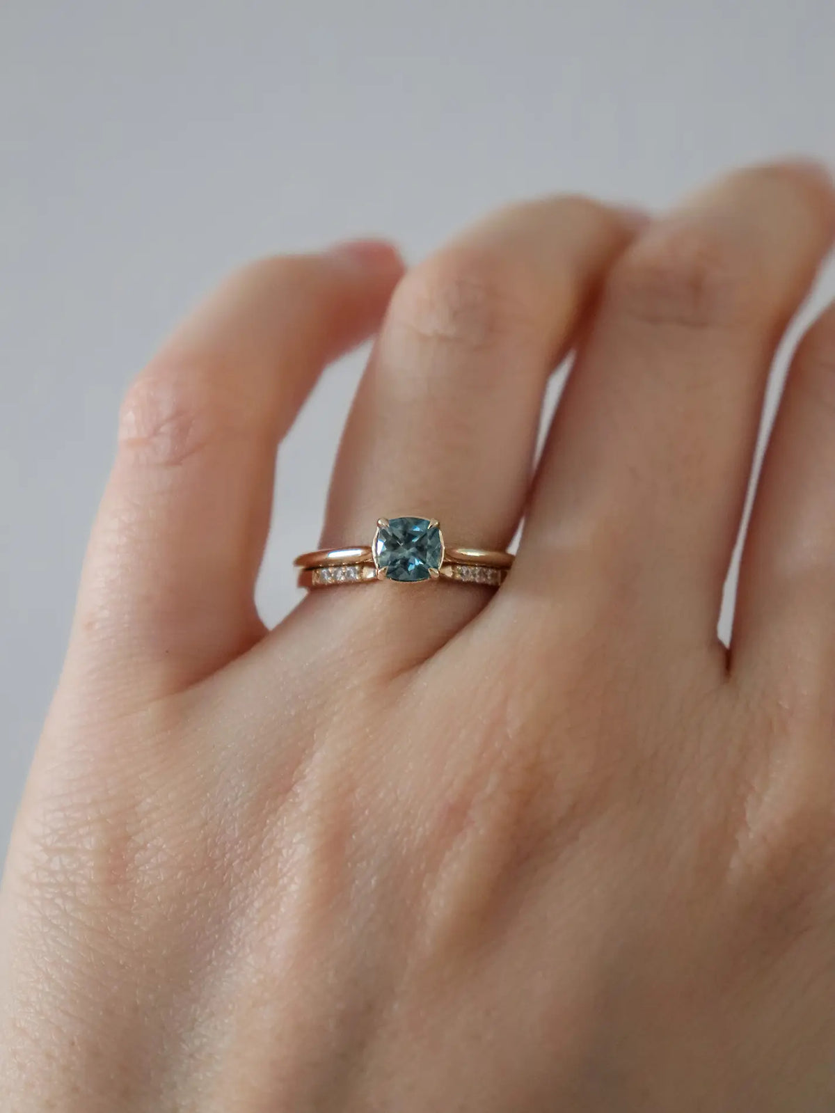 Cushion Cut Montana Sapphire Solitaire. Ready-to-ship