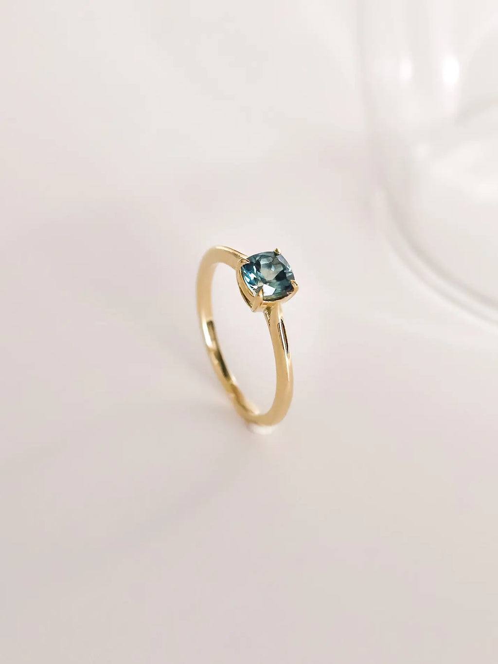 Cushion Cut Montana Sapphire Solitaire. Ready-to-ship
