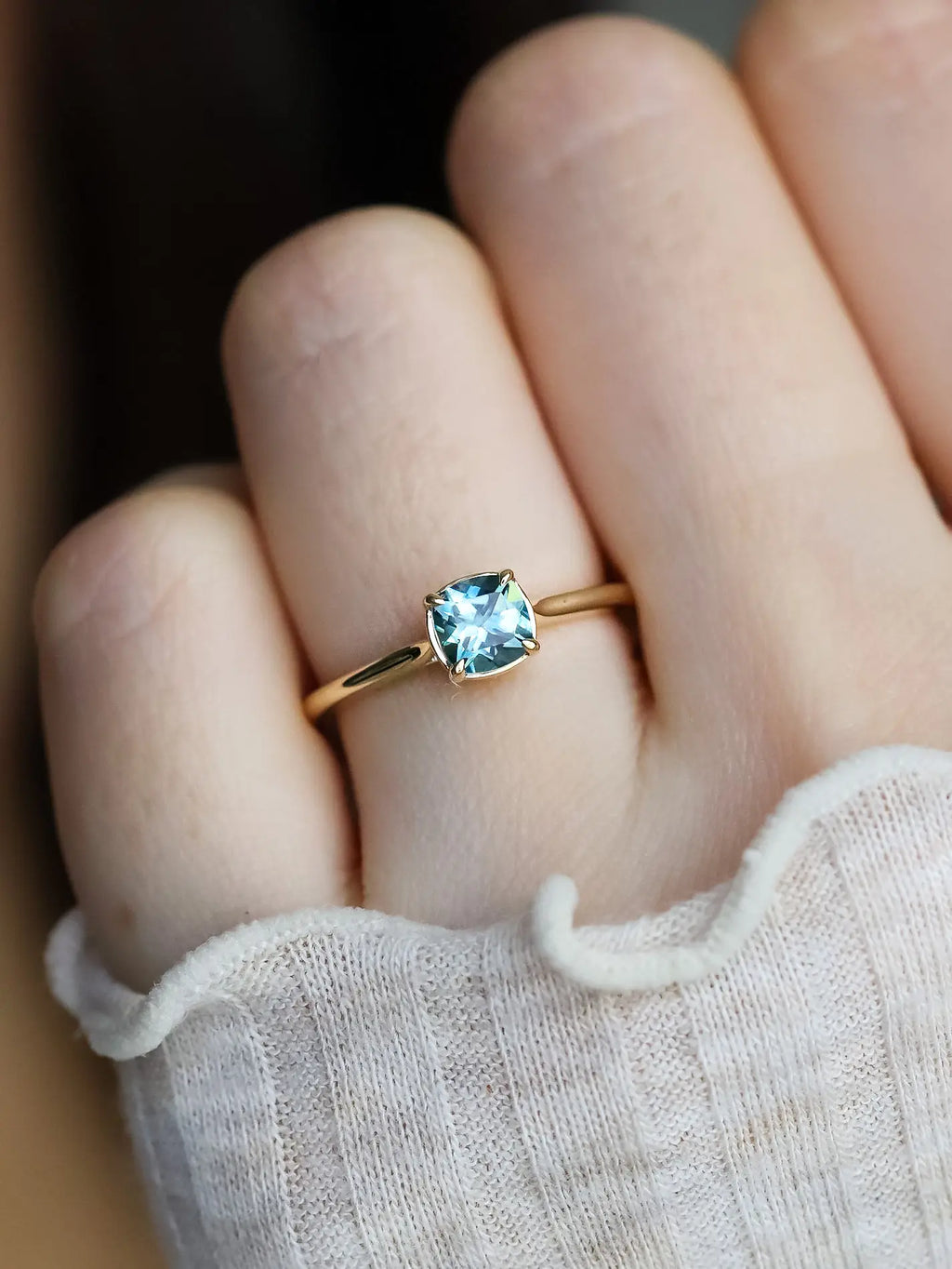 Cushion Cut Montana Sapphire Solitaire. Ready-to-ship