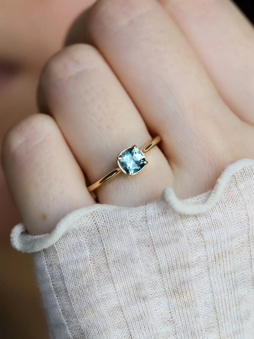 Cushion Cut Montana Sapphire Solitaire. Ready-to-ship