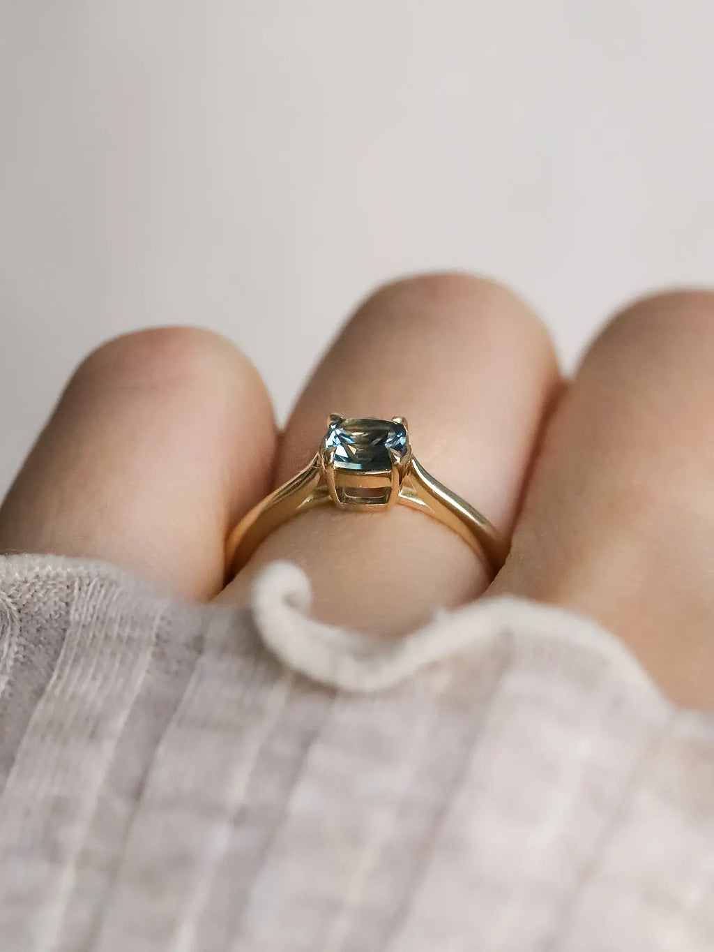 Cushion Cut Montana Sapphire Solitaire. Ready-to-ship