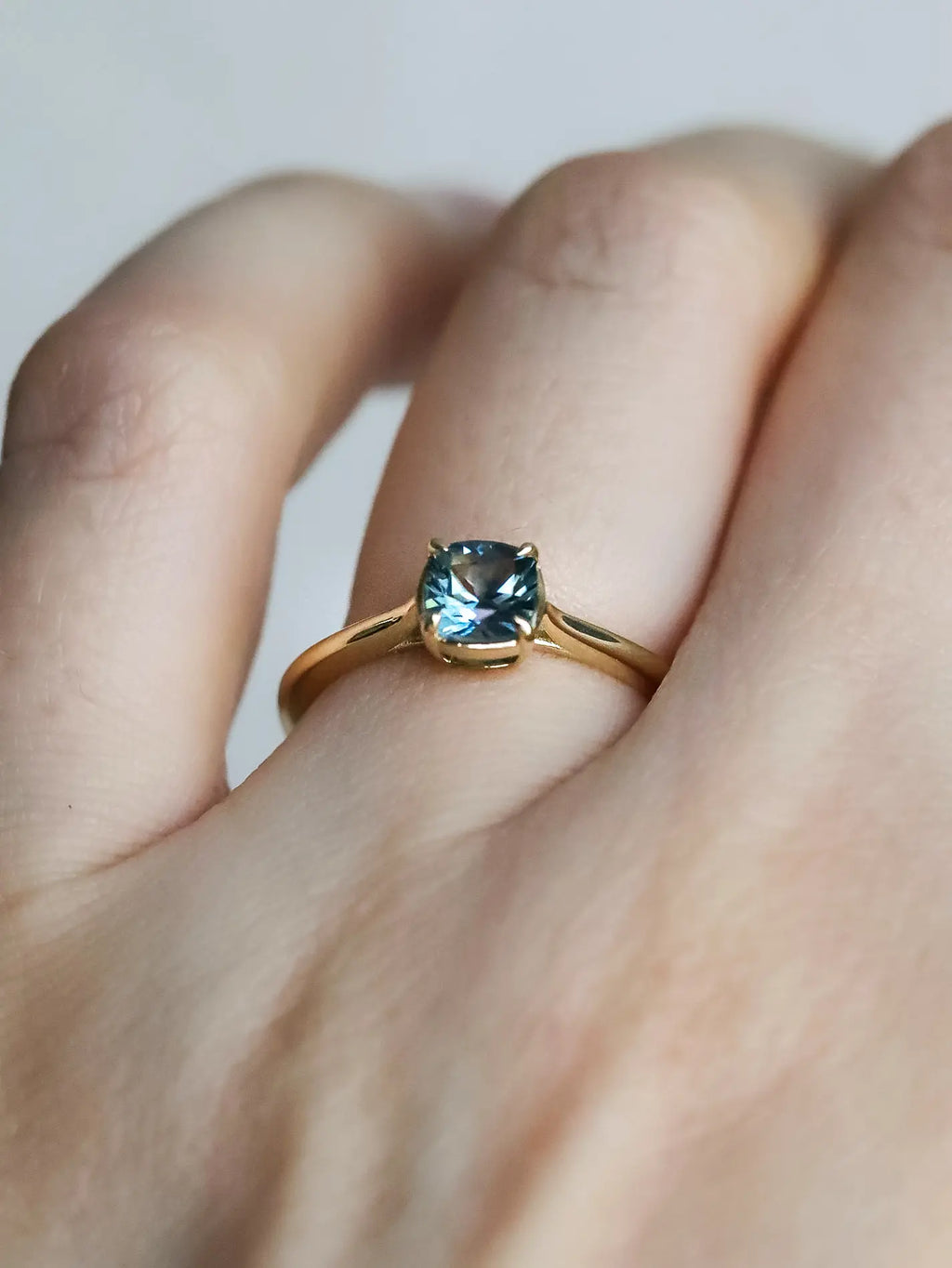 Cushion Cut Montana Sapphire Solitaire. Ready-to-ship