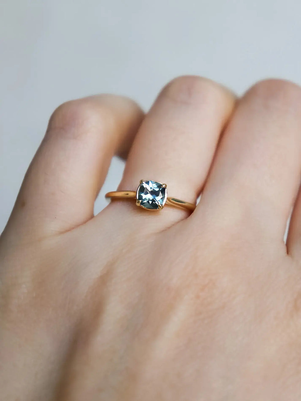 Cushion Cut Montana Sapphire Solitaire. Ready-to-ship