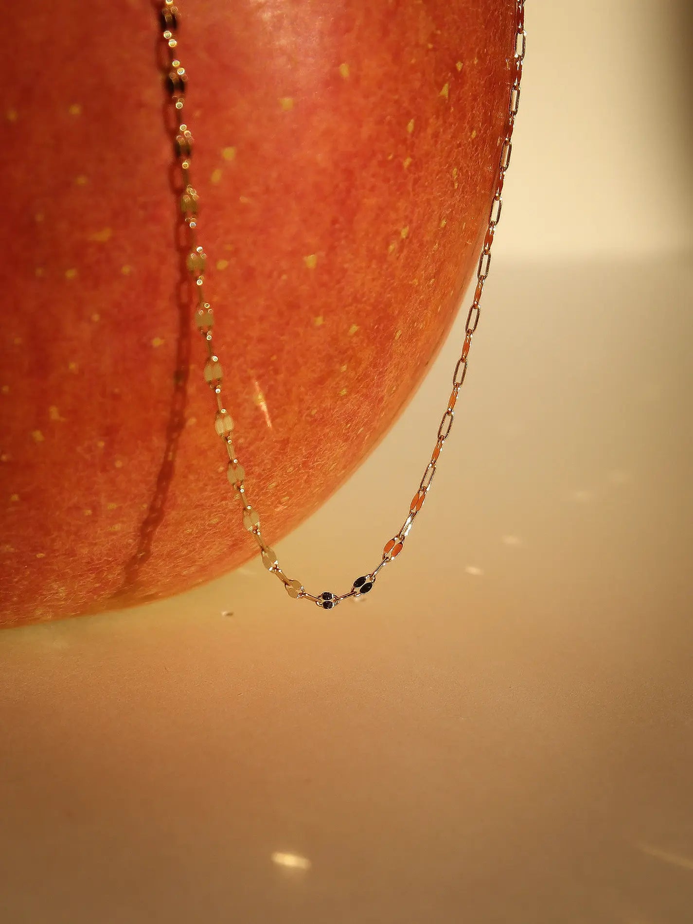 Moonlit Chain Bracelet in 10K yellow gold, polished mirror-finish links, delicate minimalist chain for layering or solo wear.