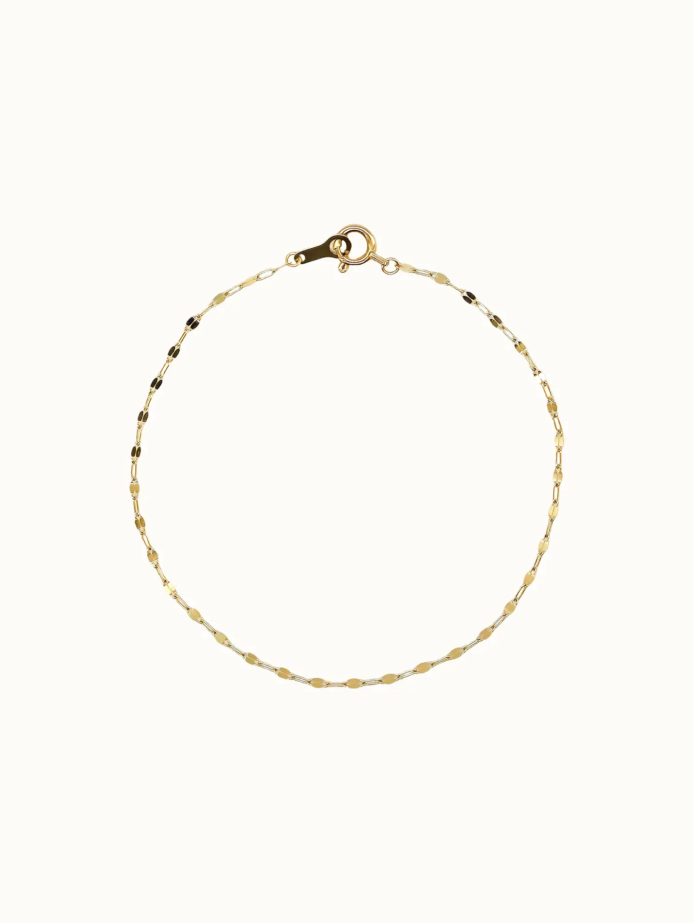 Moonlit Chain Bracelet in 10K yellow gold, polished mirror-finish links, delicate minimalist chain for layering or solo wear.