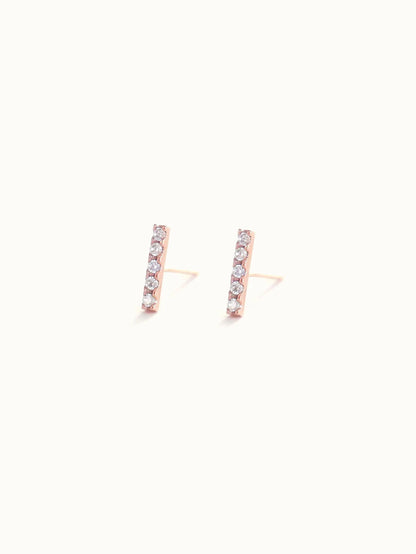 Pavé White Diamond Bar Studs