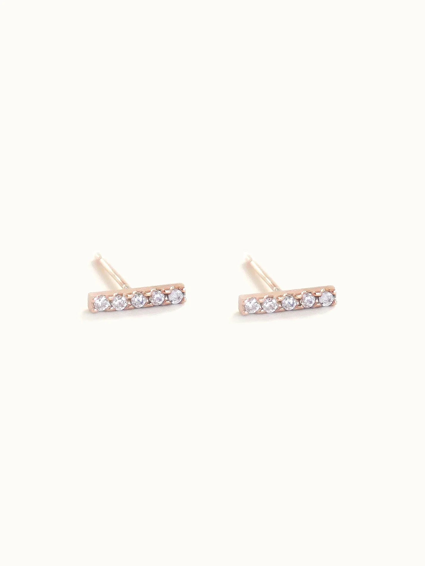 Pavé White Diamond Bar Studs