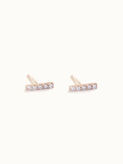 Pavé White Diamond Bar Studs