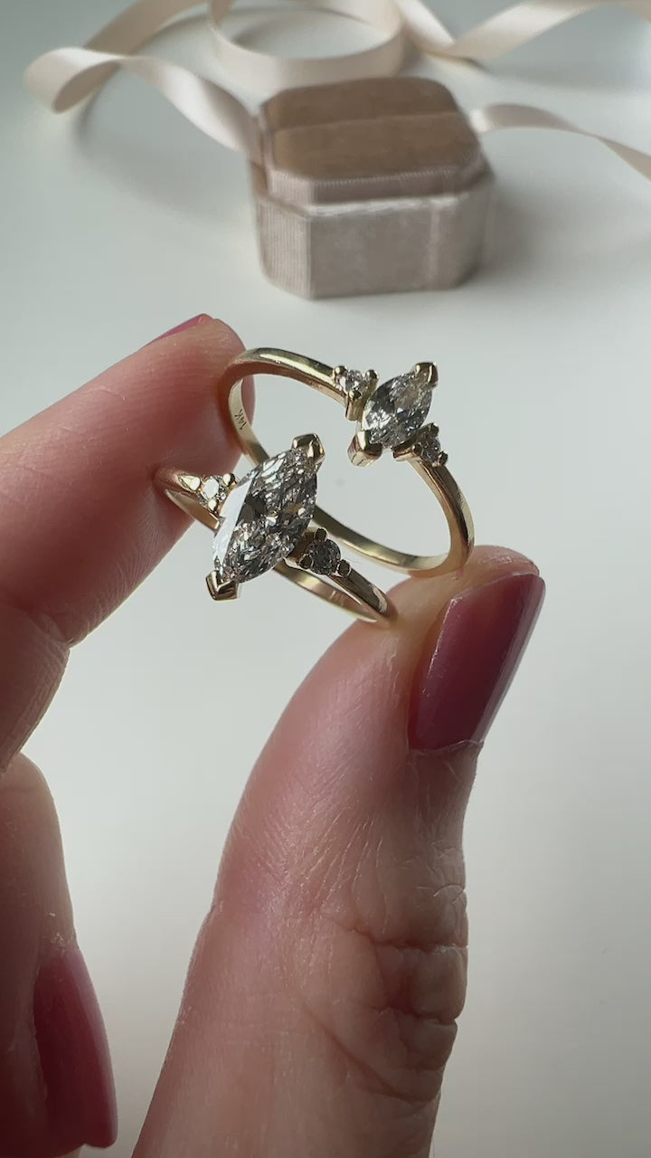 Florence. Three-stone marquise diamond ring