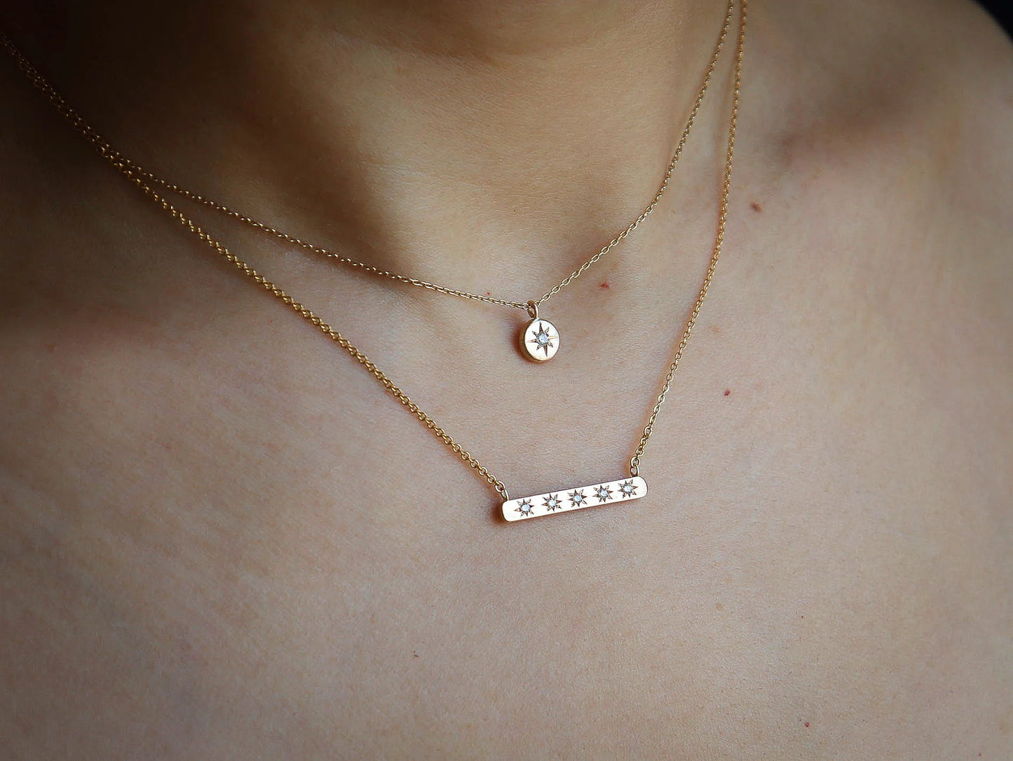 Stardust Bar Necklace With Diamonds - studiocosette.com