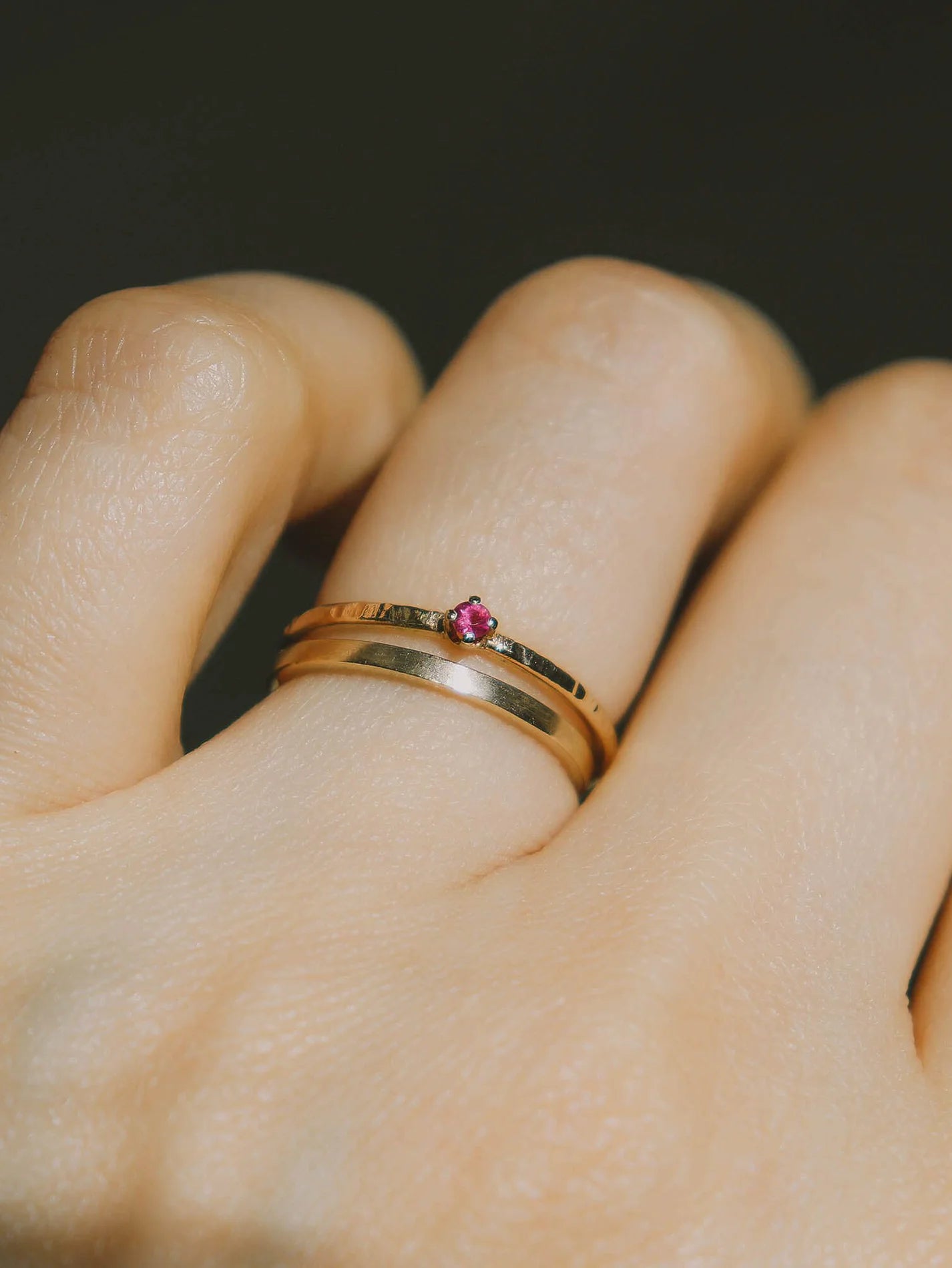 Tiny Ruby Solitaire Ring