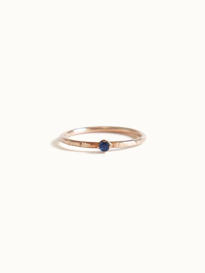 Tiny Blue Sapphire Solitaire Ring