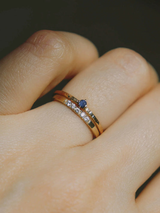 Tiny Blue Sapphire Solitaire Ring
