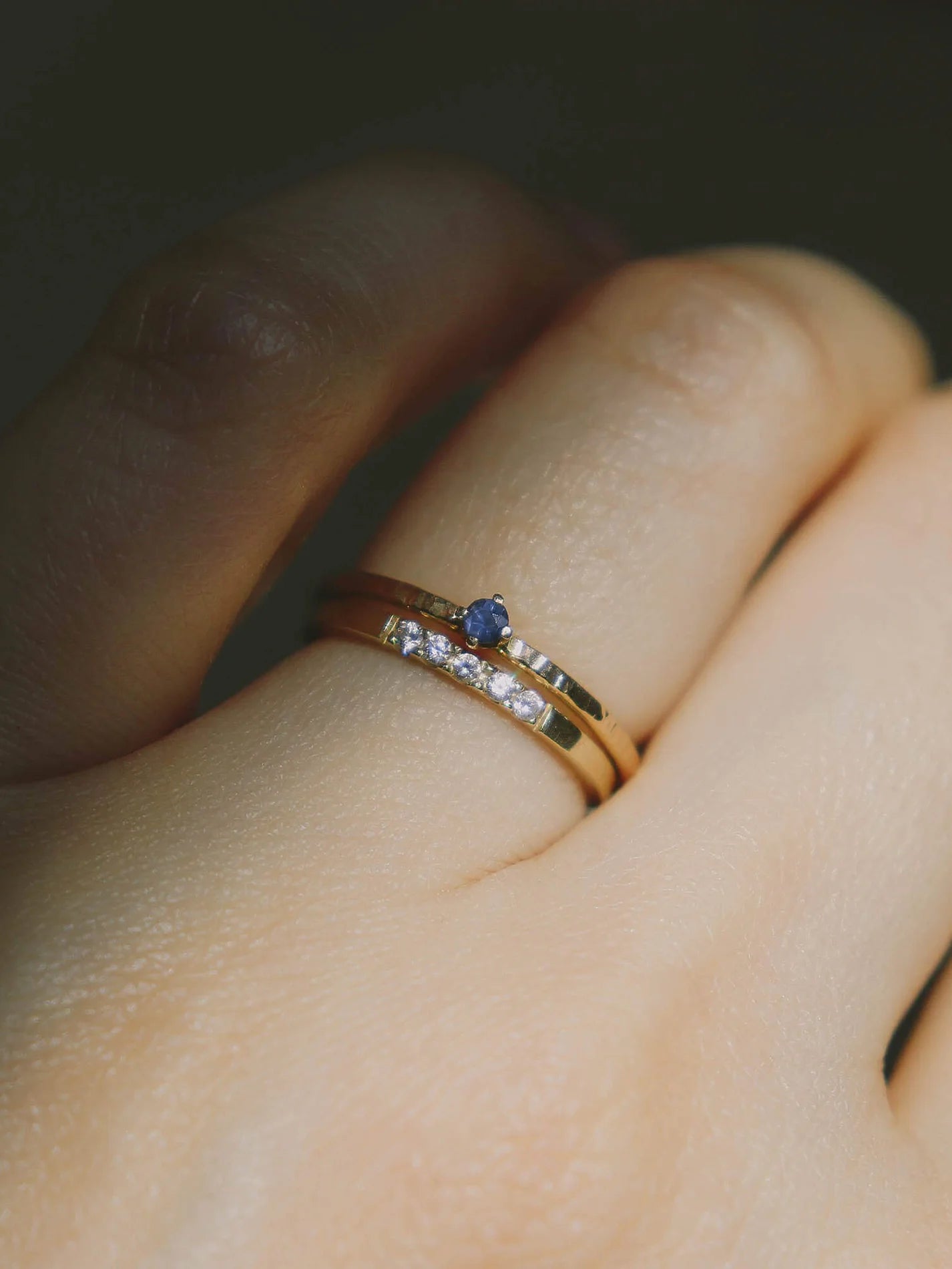 Tiny Blue Sapphire Solitaire Ring