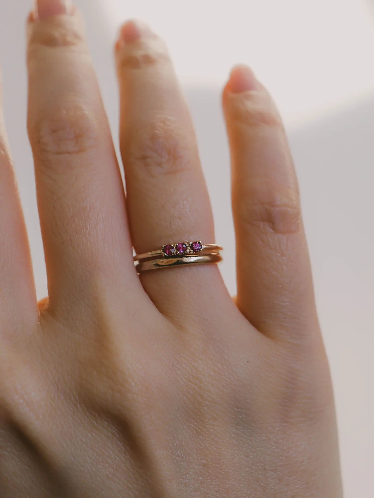 Trio ruby stacking ring