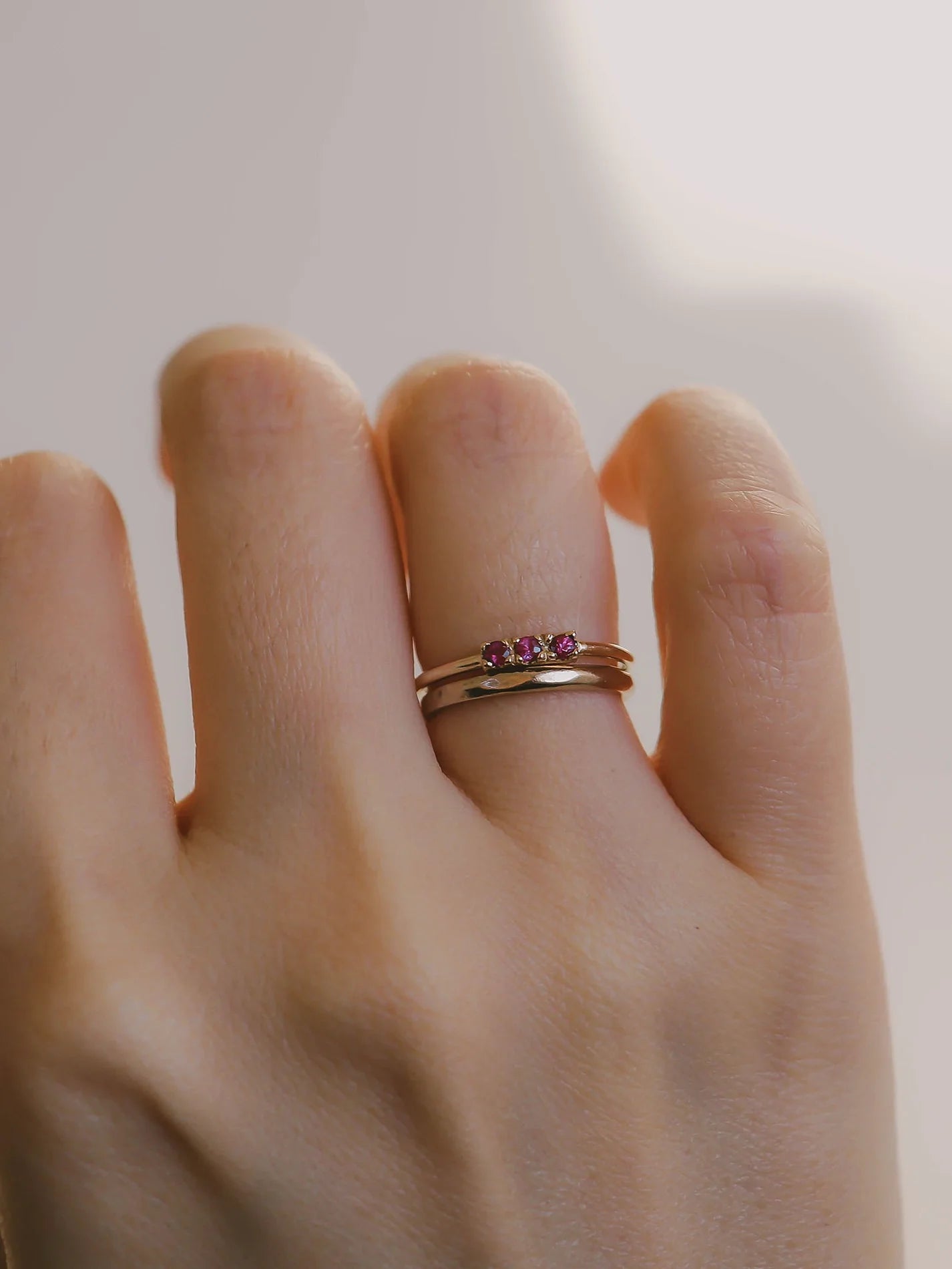 Trio ruby stacking ring