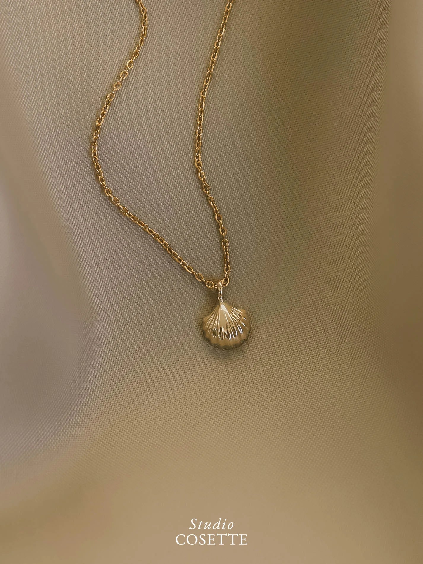 Baby shell necklace solid gold