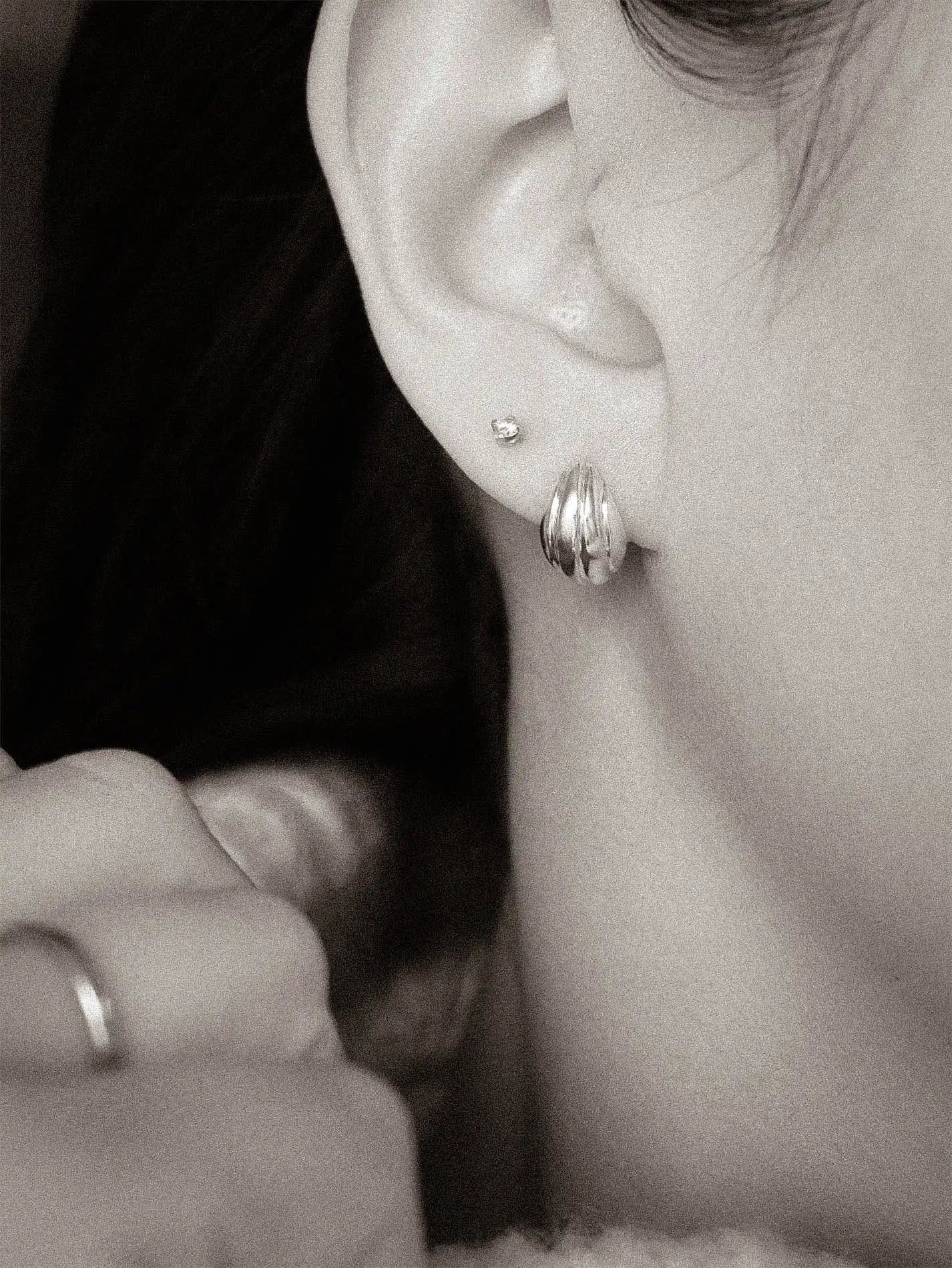 Silver dome huggie earrings
